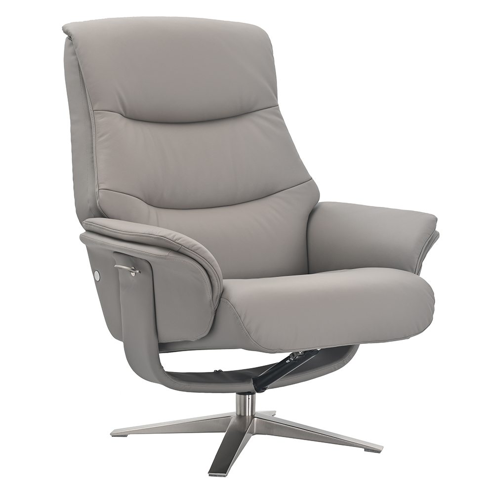 Haslet Faux Leather Recliner Chair With Stool In Platinum