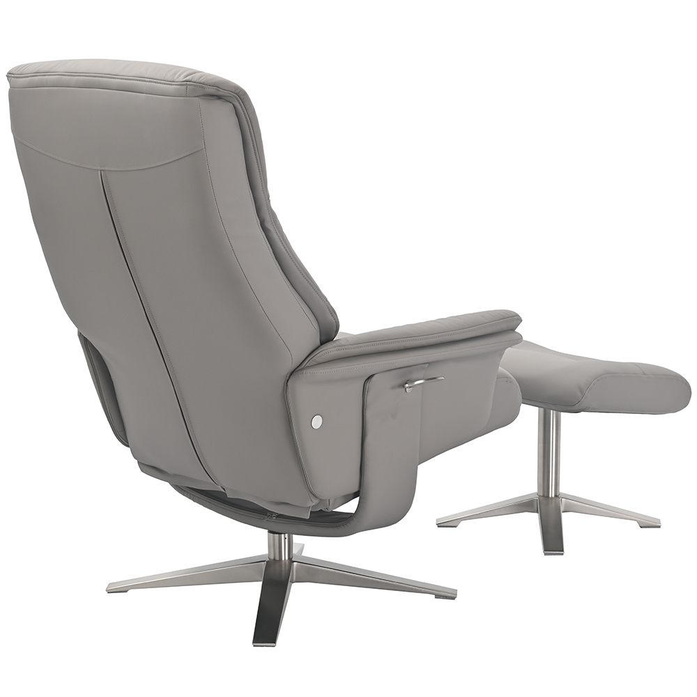 Haslet Faux Leather Recliner Chair With Stool In Platinum