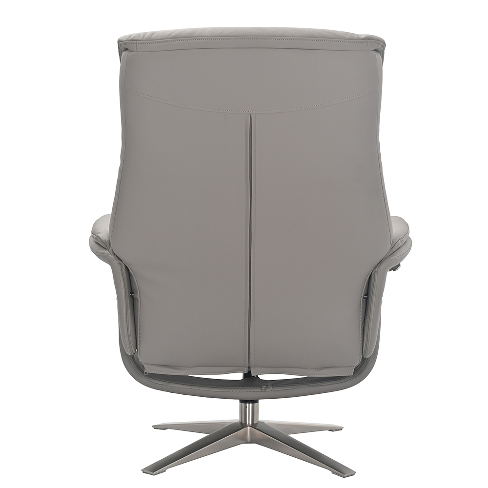 Haslet Faux Leather Recliner Chair With Stool In Platinum