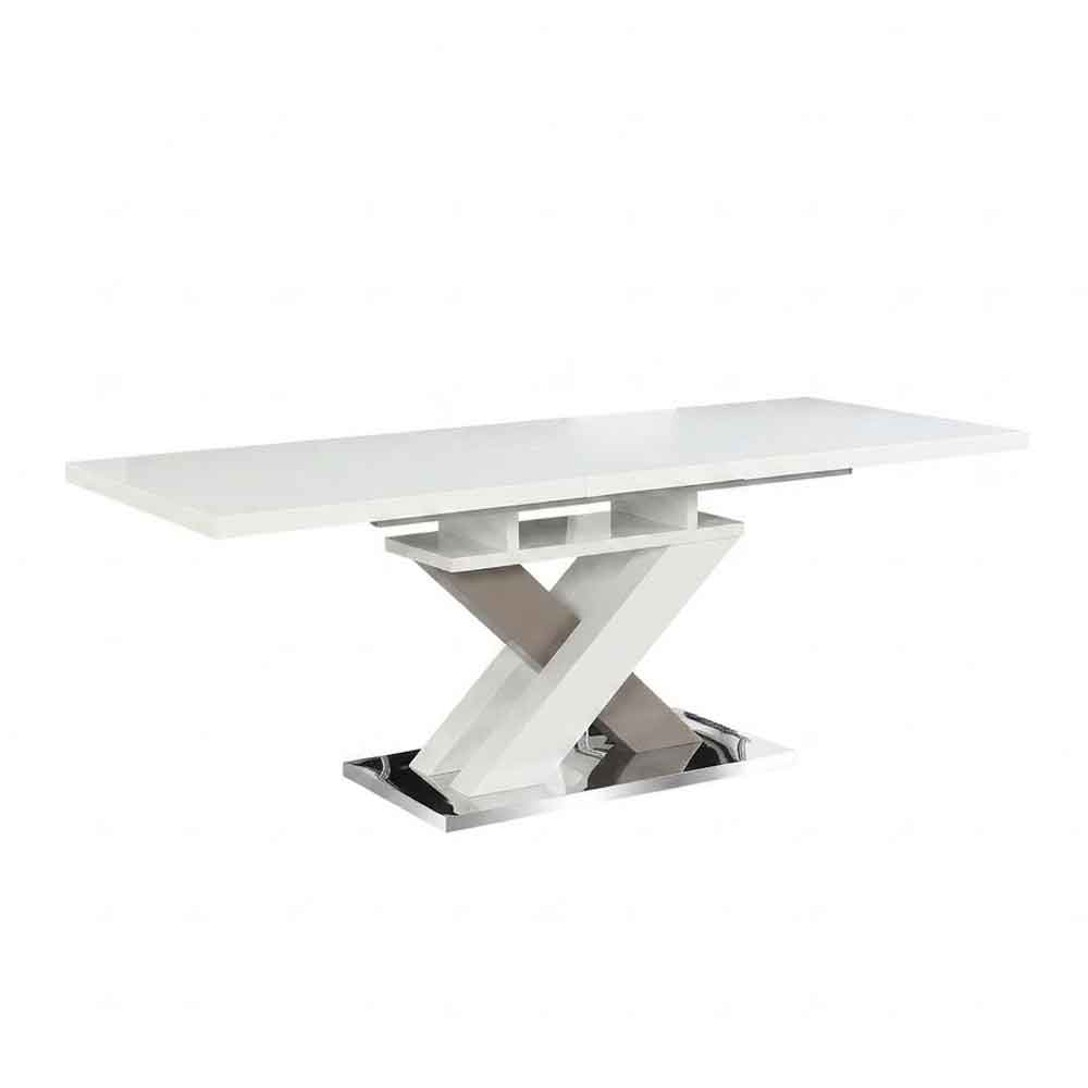 Haslet High Gloss Extending Dining Table in White and Grey