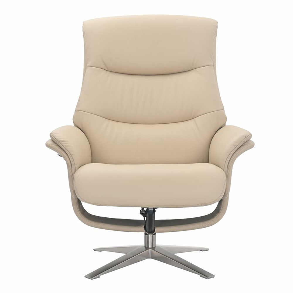 Haslet Leather Recliner Chair with Stool in Cafe Latte