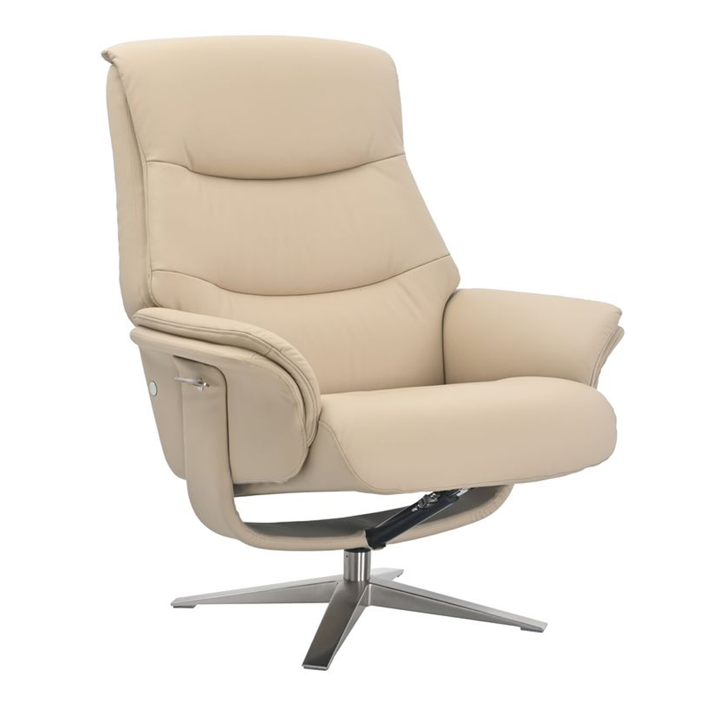 Haslet Leather Recliner Chair with Stool in Cafe Latte