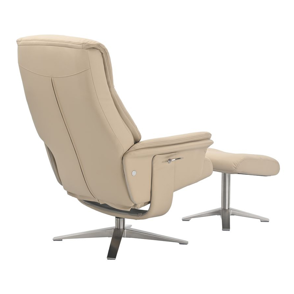 Haslet Leather Recliner Chair with Stool in Cafe Latte