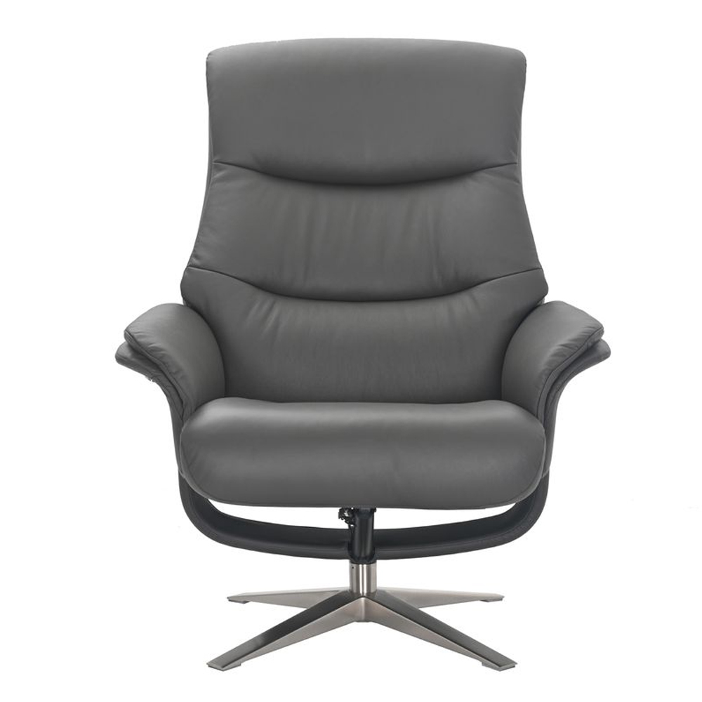 Haslet Leather Recliner Chair with Stool in Iron