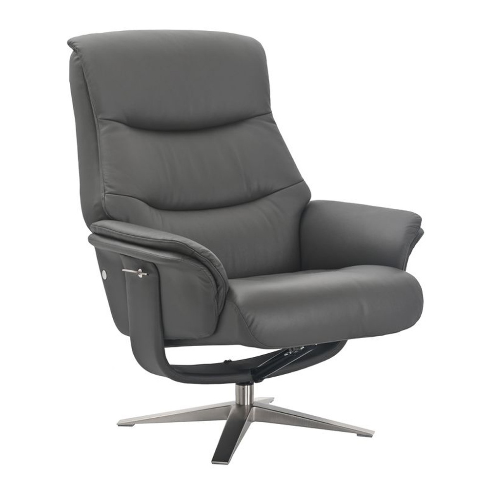 Haslet Leather Recliner Chair with Stool in Iron