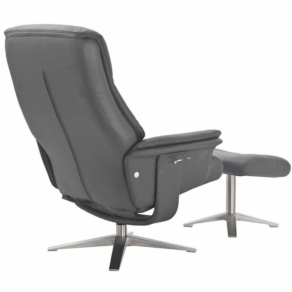 Haslet Leather Recliner Chair with Stool in Iron