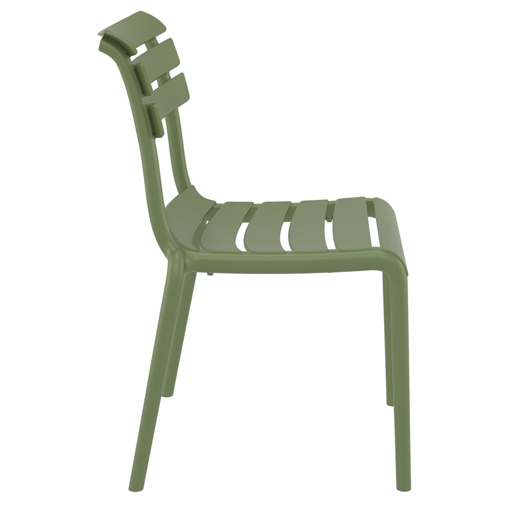 Haslet Olive Green Polypropylene Outdoor Side Chairs In Pair