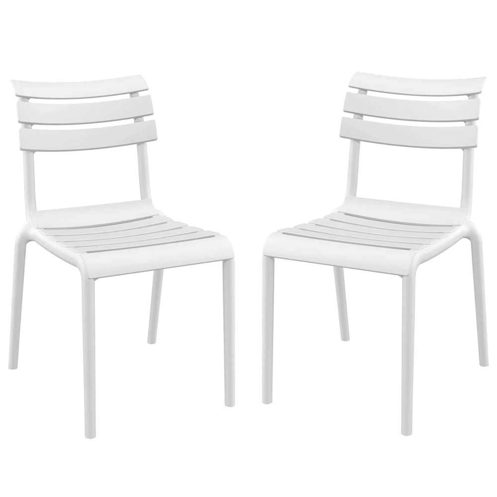 Haslet White Polypropylene Outdoor Side Chairs In Pair