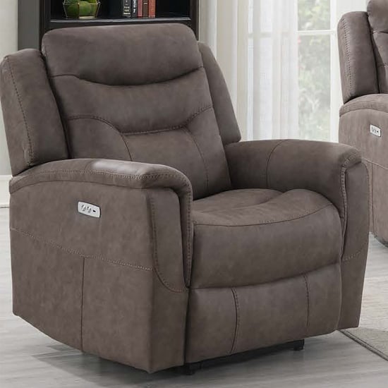 Read more about Hasselt electric fabric recliner 1 seater sofa in brown
