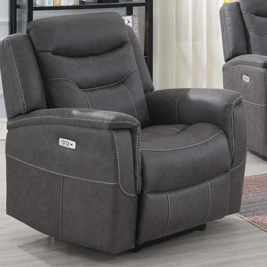 Product photograph of Hasselt Electric Fabric Recliner 1 Seater Sofa In Grey from Furniture in Fashion