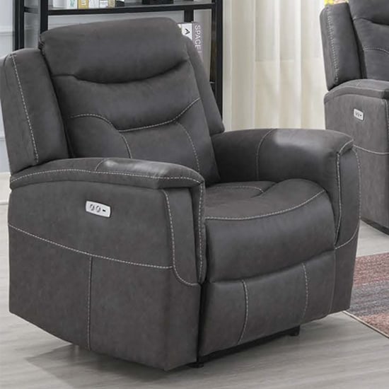 Read more about Hasselt electric fabric recliner 1 seater sofa in grey
