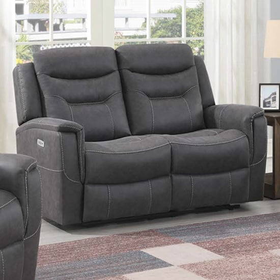 Read more about Hasselt electric fabric recliner 2 seater sofa in grey