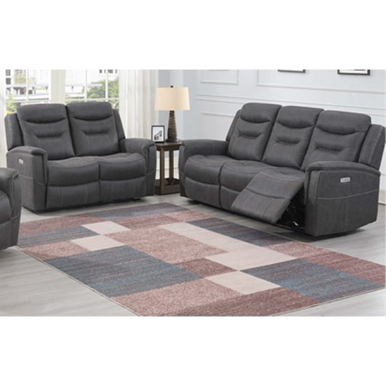 Read more about Hasselt electric fabric recliner 3+2 sofa set in grey