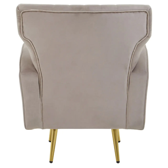 Hasselt Velvet Armchair In Mink With Gold Metal Legs