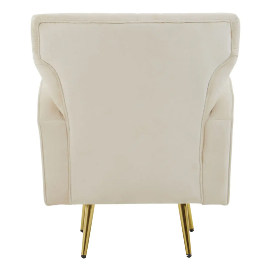 Hasselt Velvet Armchair In Natural With Gold Metal Legs