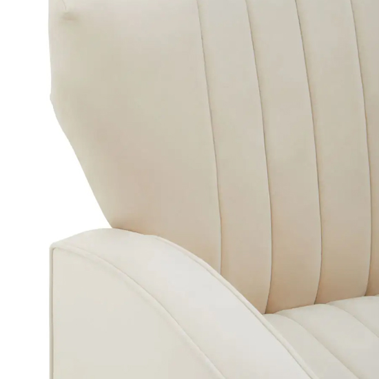 Hasselt Velvet Armchair In Natural With Gold Metal Legs