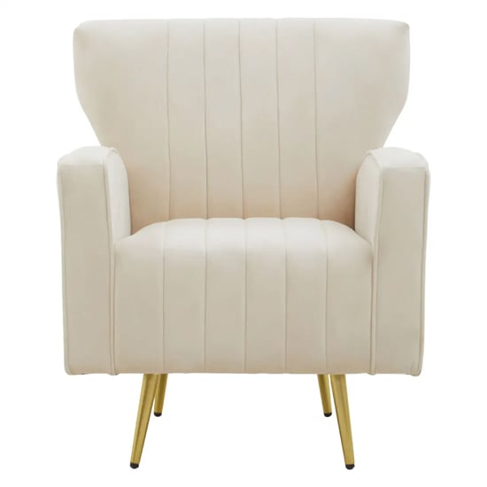 Read more about Hasselt velvet armchair in natural with gold metal legs