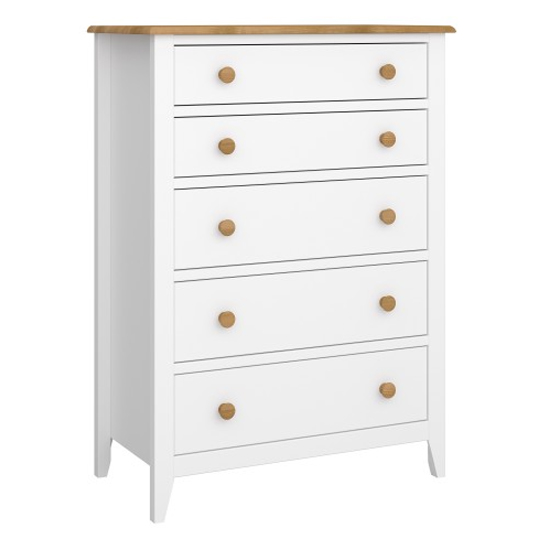 Sandringham chest of drawers in white and pine with 10 Browse
