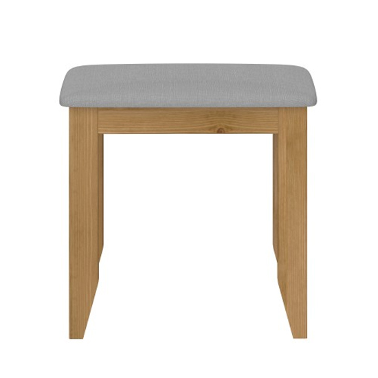 Hasten Wooden Stool With Grey Fabric Seat In Pine_2
