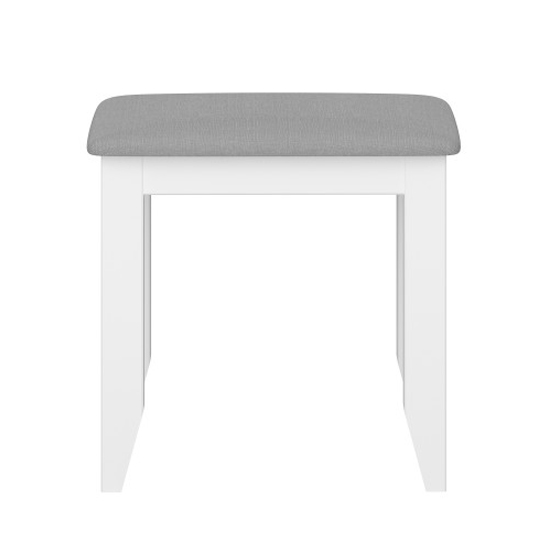 Hasten Wooden Stool With Grey Fabric Seat In White_2