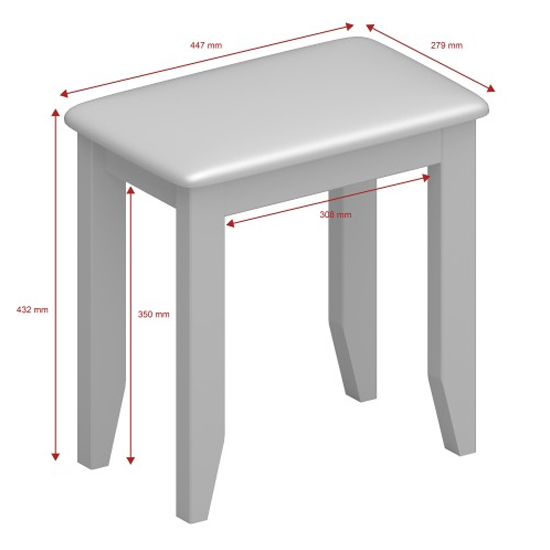 Hasten Wooden Stool With Grey Fabric Seat In White_3