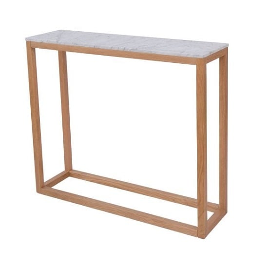 Hinckley White Marble Console End Table With Oak Frame_1