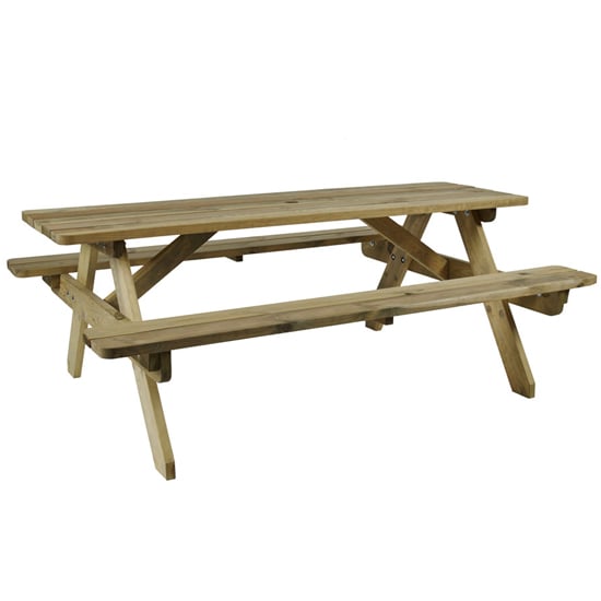 Photo of Haswell outdoor wooden 6 seater picnic dining set in natural