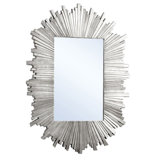 Hatfield Rectangular Starburst Design Wall Mirror In Silver