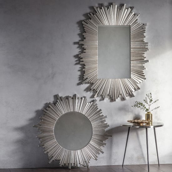 Hatfield Rectangular Starburst Design Wall Mirror In Silver_4