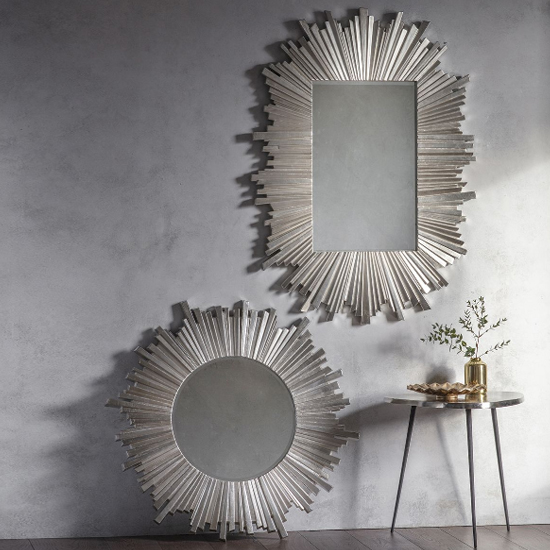 Hatfield Rectangular Starburst Design Wall Mirror In Silver
