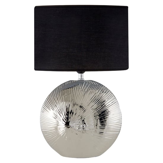 Product photograph of Hattoie Black Fabric Shade Table Lamp With Silver Ceramic Base from Furniture in Fashion