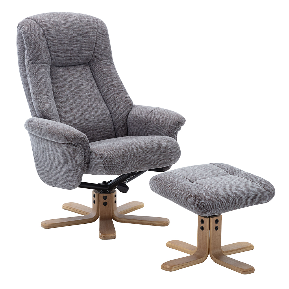 Hatton Fabric Recliner Chair With Stool In Lille Charcoal