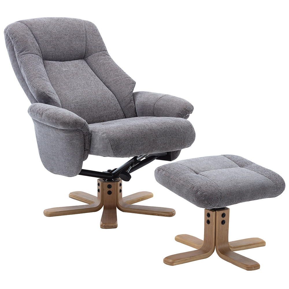 Hatton Fabric Recliner Chair With Stool In Lille Charcoal
