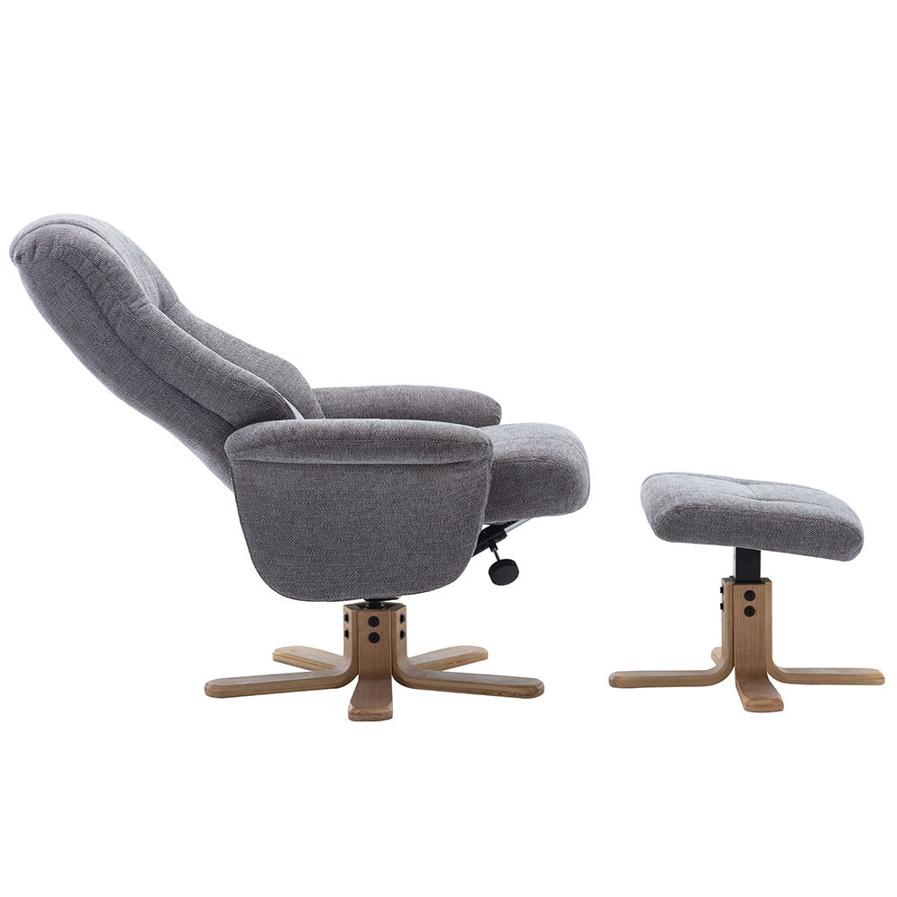 Hatton Fabric Recliner Chair With Stool In Lille Charcoal