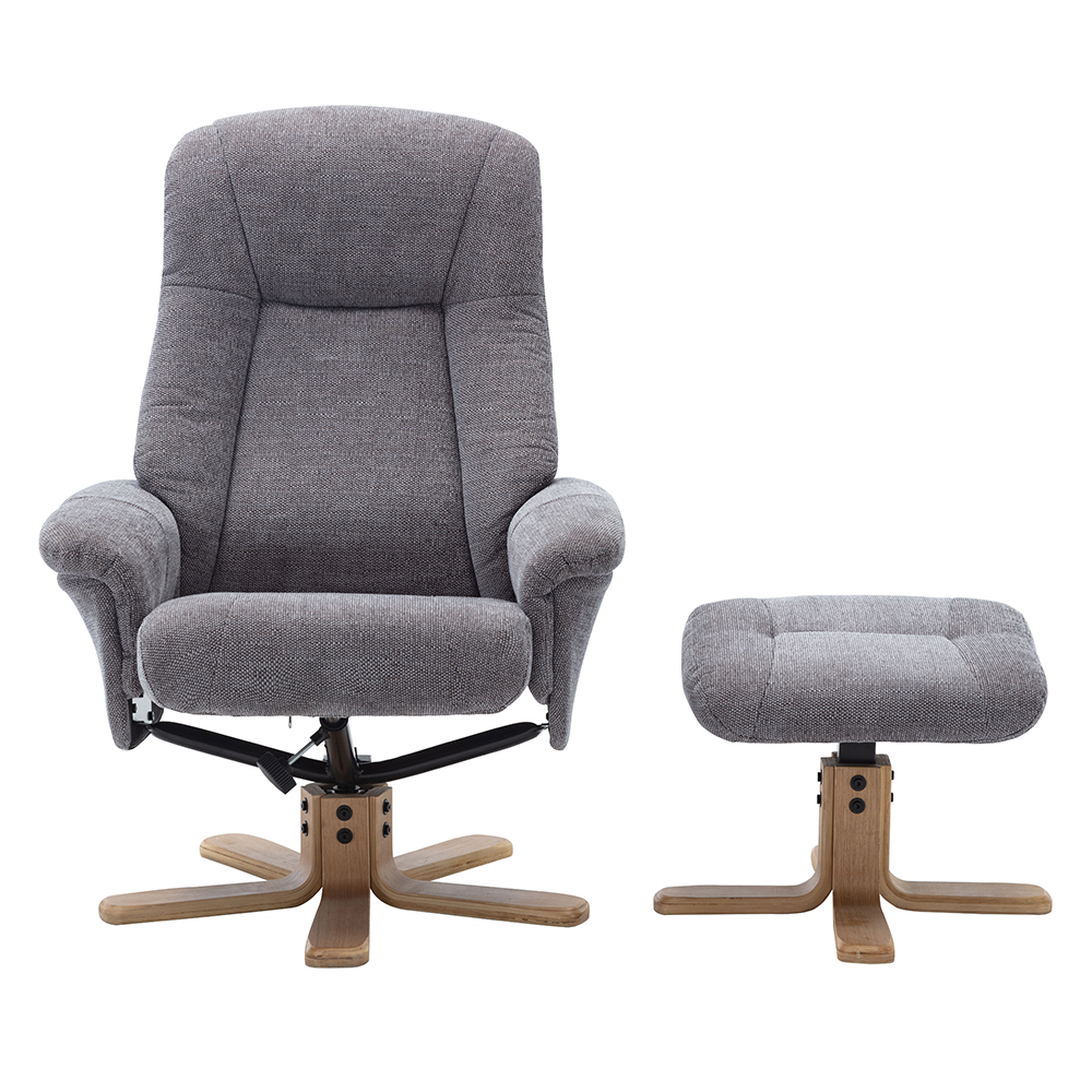 Hatton Fabric Recliner Chair With Stool In Lille Charcoal