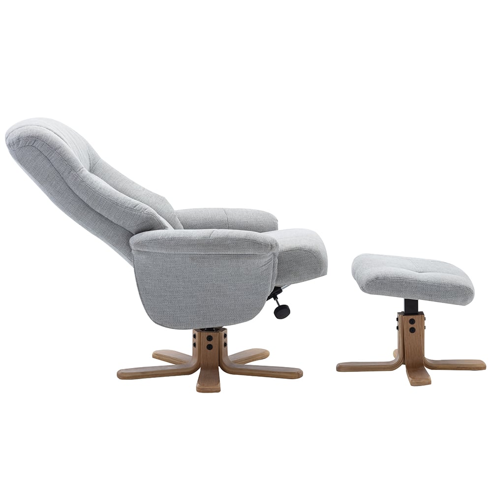 Hatton Fabric Recliner Chair With Stool In Lille Cloud