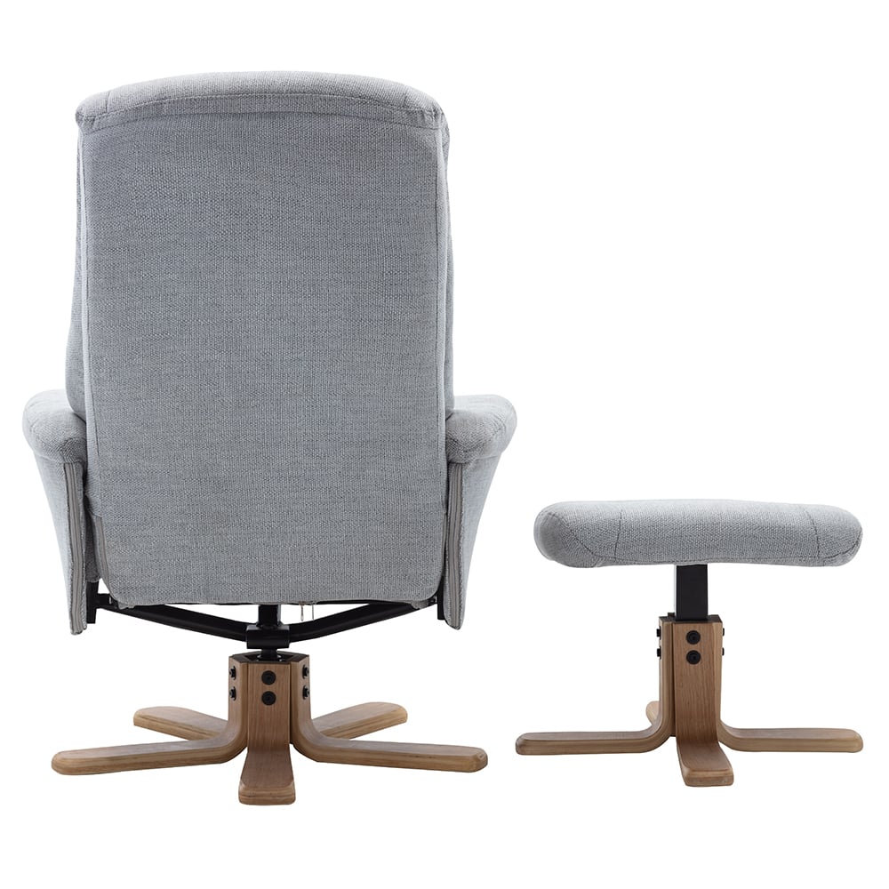 Hatton Fabric Recliner Chair With Stool In Lille Cloud