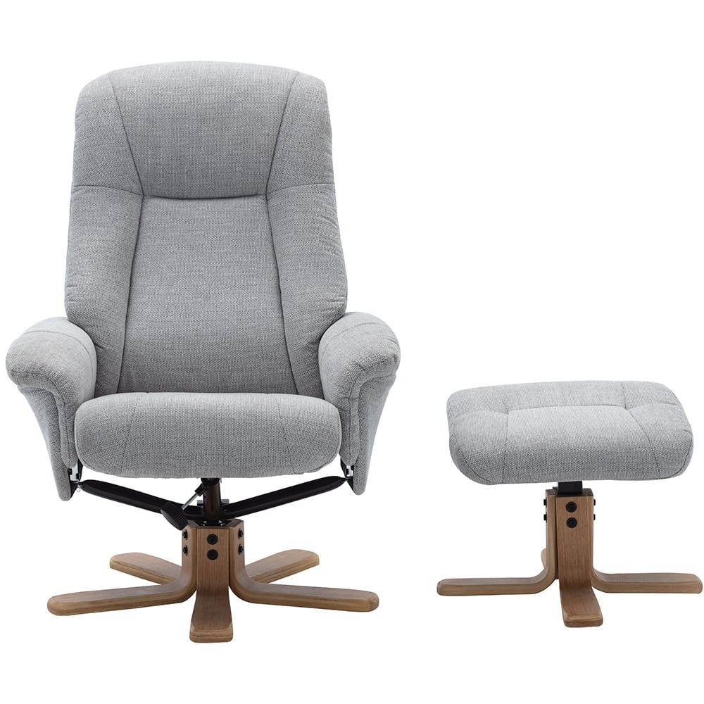 Hatton Fabric Recliner Chair With Stool In Lille Cloud