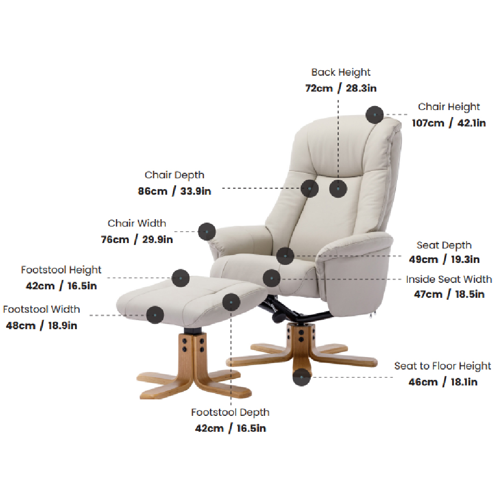 Hatton Leather Recliner Chair With Stool In Cinder And Oak