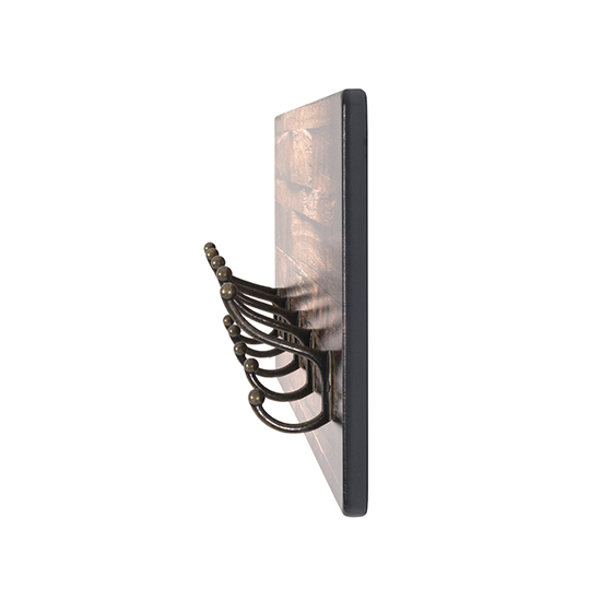Haute Wooden Wall Hung 5 Hooks Coat Rack In Parquet Print