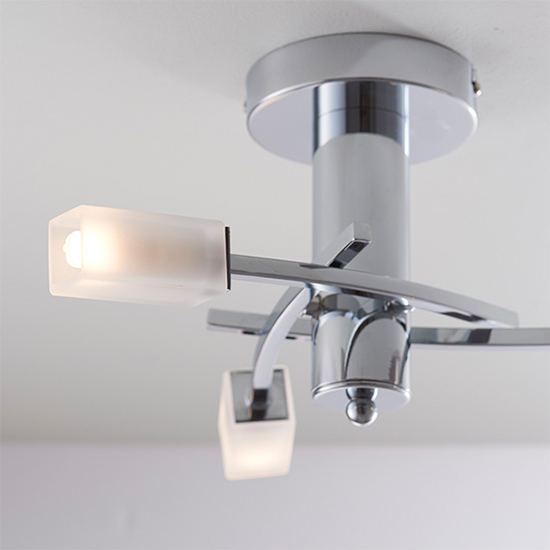 Havana 3 Lights Glass Semi Flush Ceiling Light In Chrome