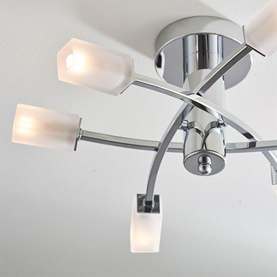 Havana 6 Lights Glass Semi Flush Ceiling Light In Chrome