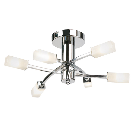 Product photograph of Havana 6 Lights Glass Semi Flush Ceiling Light In Chrome from Furniture in Fashion