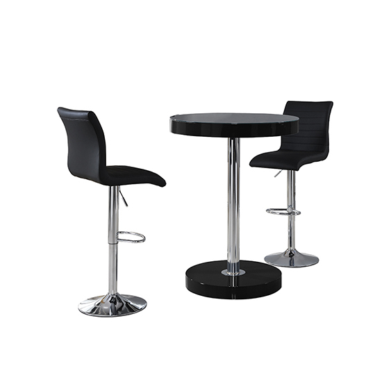 Havana Black Gloss Bar Table With 2 Ripple Black Stools