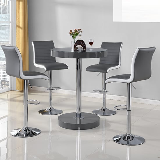 Havana Bar Table In Grey With 4 Ritz Grey And White Bar Stools_1