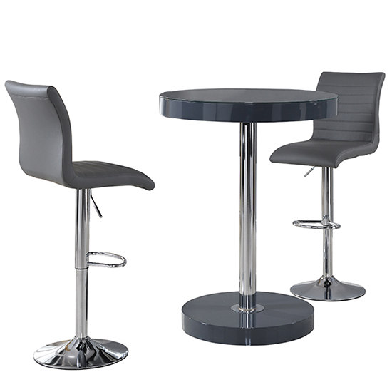 Havana Bar Table In Grey With 2 Ripple Grey Bar Stools_3