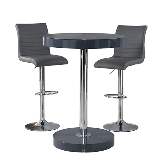 Havana Bar Table In Grey With 2 Ripple Grey Bar Stools_4