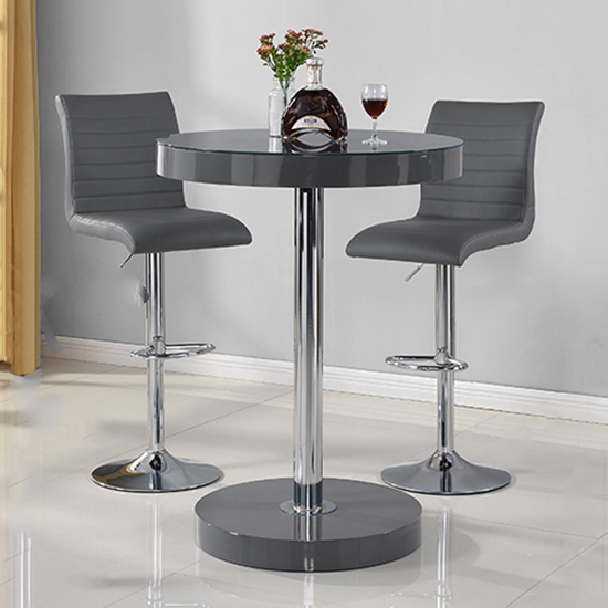 Havana Bar Table In Grey With 2 Ripple Grey Bar Stools