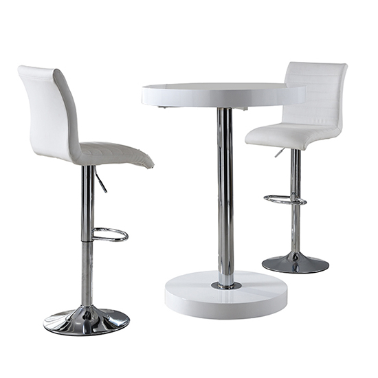 Havana Bar Table In White With 2 Ripple White Bar Stools_4
