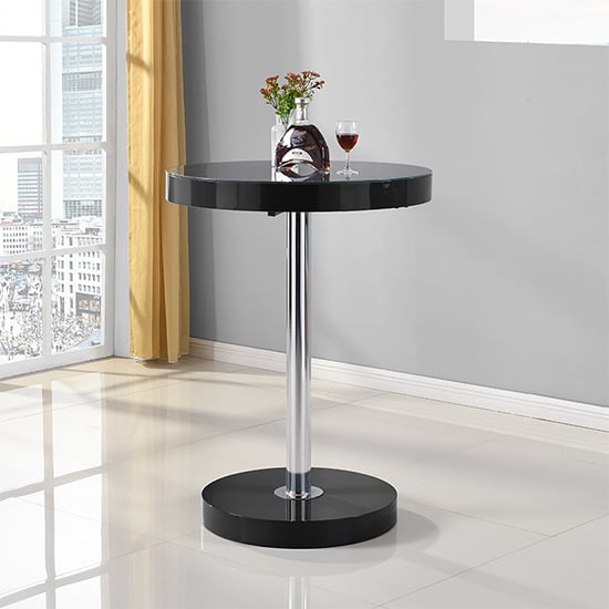 Photo of Havana round high gloss bar table in black